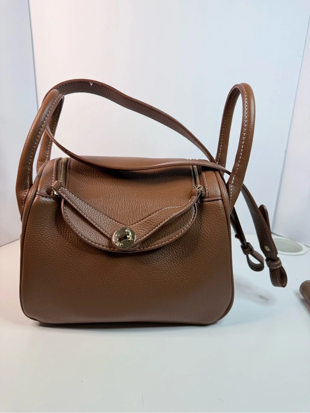Brown Leather Crossbody Bag with Zip Wallet